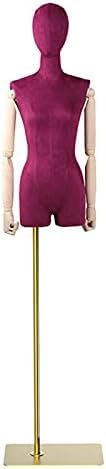 Torso Mannequin Stand, Female Mannequin Torso Dress Form, Superfine Fiber Half Body Woman Model for Clothing Pants Jewelry Display, Wooden Arm M