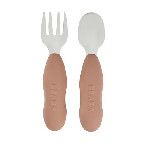 BÉABA Couverts Inox et Silicone Ergonomiques, Dès 10 Mois, Apprentissage
