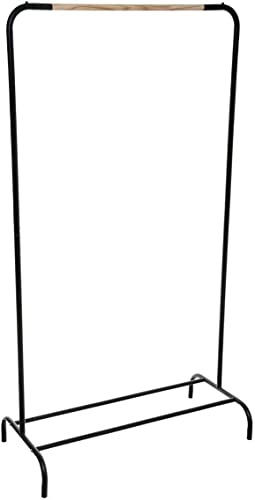 TIENDA EURASIA - Perchero Burro Ropa, Perchero de Pie Burro, Burro Ropa de Resistente Metal Negro, Burro para Ropa Lacado y Barra de Madera (Individual)