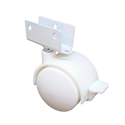 Kit 2 Rodizio para moveis Giratório com freio + 2 sem freio 50mm Perfil U 25mm Branco BigFer