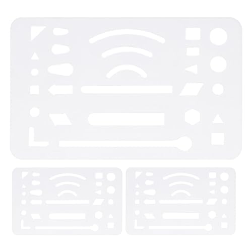 ARTIBETTER Erasing Shields 3-Pack Plastic Drawing Templates for Precise Sketching and Mechanical Drawing 3.62X2.24 Inches Transparent Drafting Tools for Artists Engineers