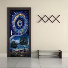 Gwiaździste niebo Feniks Naklejki na drzwi Kreatywny wir Złota Folia Dekoracyjne Naklejki Salon Sypialnia Plakat (60 x 120 cm/bez ramki)