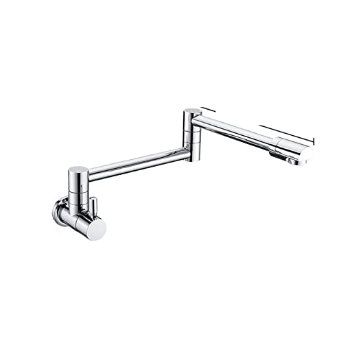 Grifo de llenado de ollas cromado cepillado y plegable para pared con caño giratorio 2