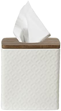 Motifeur Bathroom Accessories - Ceramic Tissue Holder with Wooden Lid ...