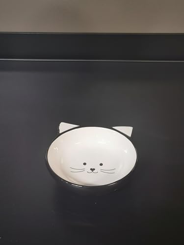 FEEDING AND DRINKING BOWL CAT KAJO CERAMIC BLACK-WHITE ROUND 280ML 13x4CM - Image 3