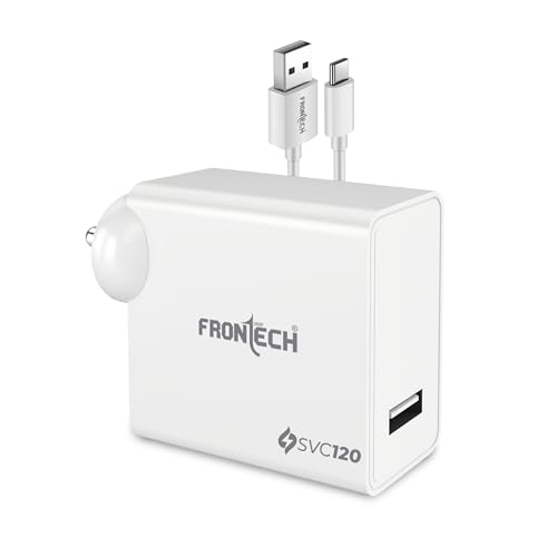 Image of Frontech SVC Single Port Mobile Charger | 120W Fast Charging | USB Type C | Compatible with Smartphone /Earbuds /Tab | White (MCH-0024)