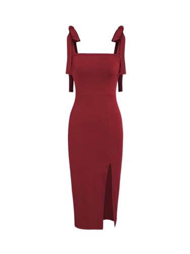 Image of CIDER Women Tie Shoulder Dress Wedding Guest Dresses Sleeveless Split Elegant Dress