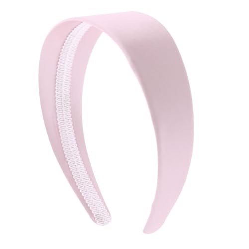 Motique Accessories 2 Inch Wide Satin Hard Headband with No Teeth Head band for Women and Girls (Light Pink)