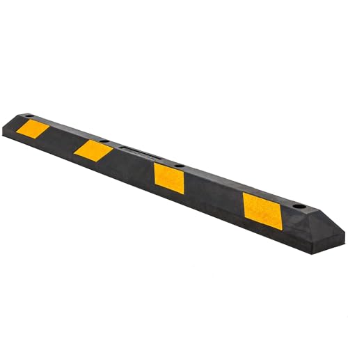 Guardian Parking Stop Rubber Stopper and Curb with Mounting Holes 6 Ft Black/Yellow - Highly Visible Accessory for Car and Passenger Safety - Ideal for Job Sites Driveways and Garages