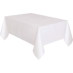 Unique Party 50180 – Plastic gevoerd wit papier tafelkleed, 2,7 m x 1,4 m
