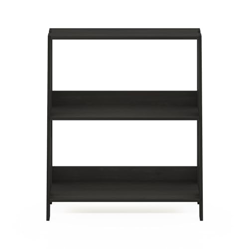 Image of Furinno Ladder 3-Tier Book Shelf, Ladder Shelf, Espresso | 9.3 x 23.6 x 27, Open Design Bookshelf, Display Storage Bookcase, Living Room, Home Office