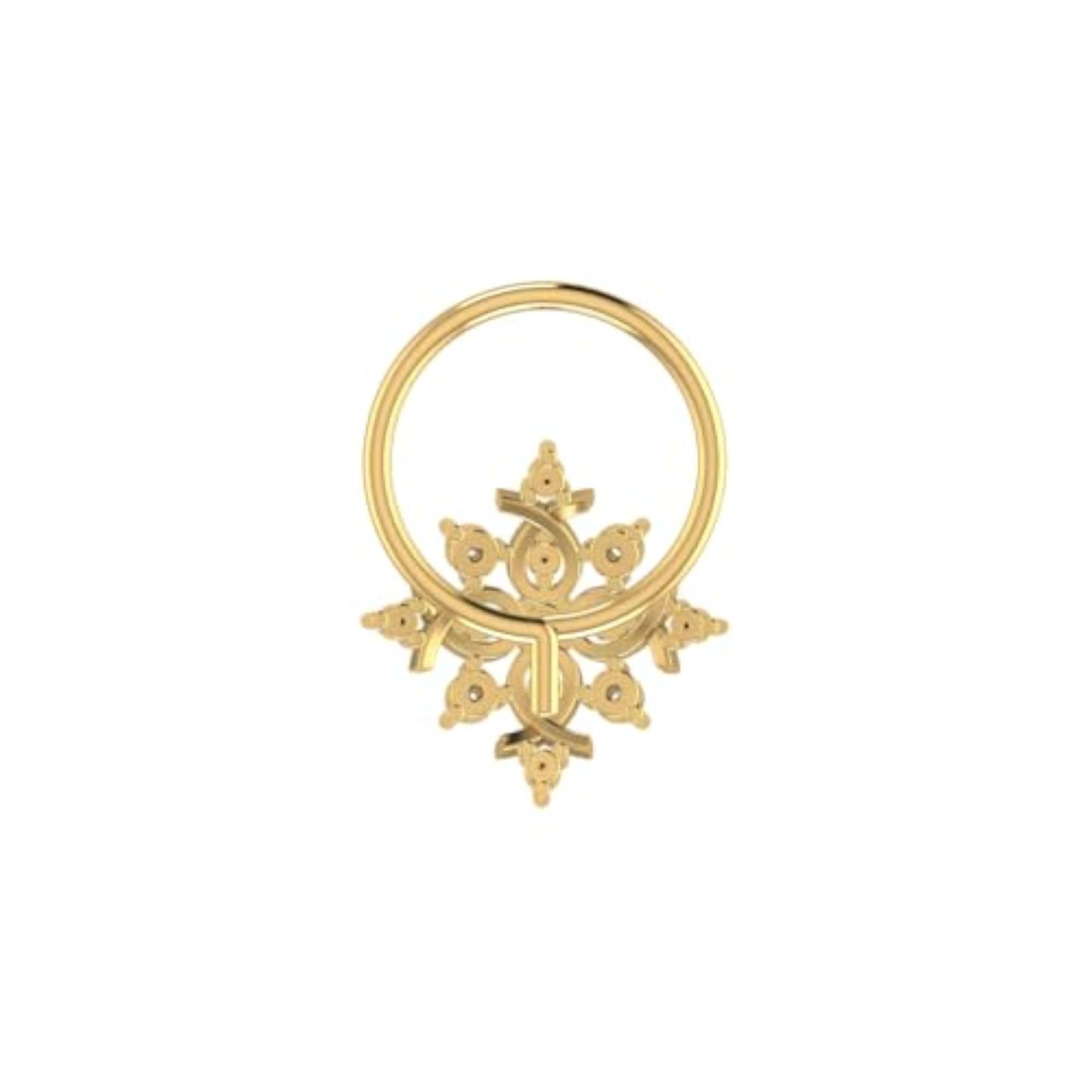 Women's 14Kt Yellow Gold Stud Nosering, Chic Design