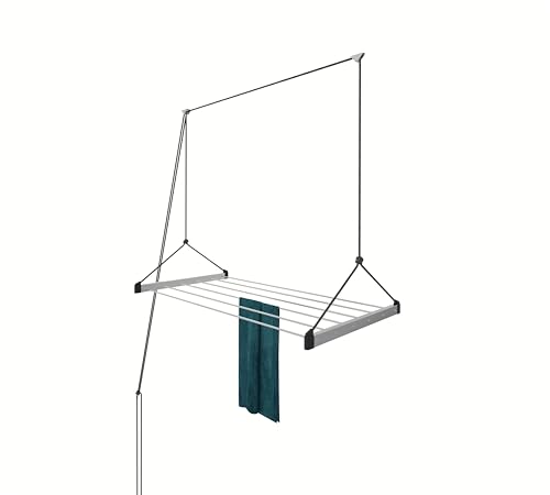 Image of Amiraj Ceiling Mounted Clothes Drying Stand | Heavy Duty Stainless Steel Ceiling Cloth Dryer | UV Protected Nylon Rope | 6 Pipes, 4 Feet | Space Saving Laundry Rack for Balcony & Indoor