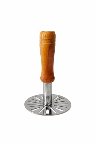 Image of Clazkit Stainless Steel Potato Masher with Wooden Handle | Heavy Duty Pav Bhaji Masher with Heat-Resistant Wooden Handle | Vegetable & Baby Food Masher | Kitchen Smasher Tool (8.5 cm Head)