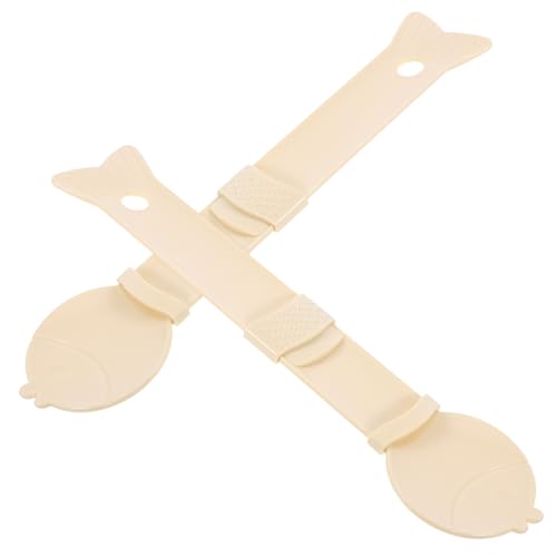 VANZACK 2個 スプーンの缶詰猫と犬を摂取します 青い猫スプーン 猫のスプーン かわいい計量カップ キャットフードカバーの蓋 動物用の餌すくい スクープ Abs Beige