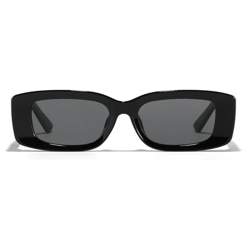 Retro Rectangle Sunglasses for Women Men Trendy UV Protection Thick Frame Sun Glasses Shades