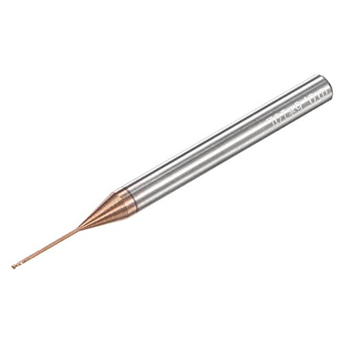 Image of uxcell Square Nose End Mill, 0.6mm Solid Carbide AlTiSin Coated Long Reach CNC Router Bits 2 Flutes Milling Cutter with Extended Neck, 10mm Cutting Length 4mm Shank