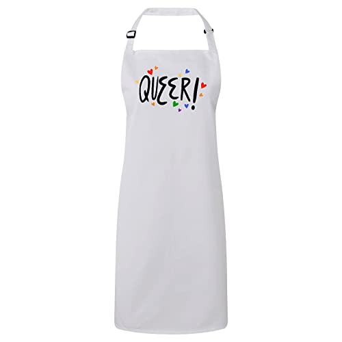 Tablier cuisine premium blanc queer coeur LGBT pride arc en ciel tablier coton