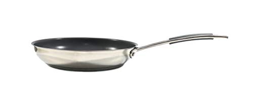 Hairy Bikers CKW2073 Stainless Steel Non Stick, Extended Riveted Cast Steel Handle with Grey Silicon Inserts, Fast and Even Heat Conduction, Easy Cleaning, Induction Hob Suitable, 24cm Frying Pan