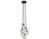 Signature Design by Ashley Sybil Contemporary 60' 6 Bulb Glass Pendant Light, Clear & Black