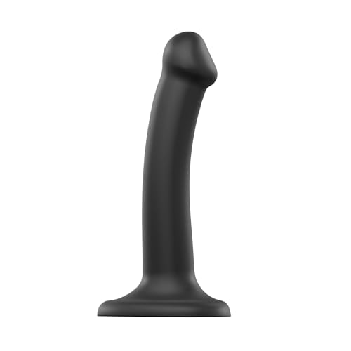 Strap-On-Me Dildo Bendable Double Densité | Godes semi-réalistes ultra-souples 100% silicone avec mémoire de forme | Étanche, compatible avec harnais lingerie | Gode XXL, Large, XL, M & S - Noir S