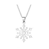 vdwv Stainless Steel Christmas Necklace Simple Elk Christmas Tree Snowflake Santa Pendant Necklace for Women Christmas Jewelry Winter Snow Clavicle Chain (Silver Snowflake)