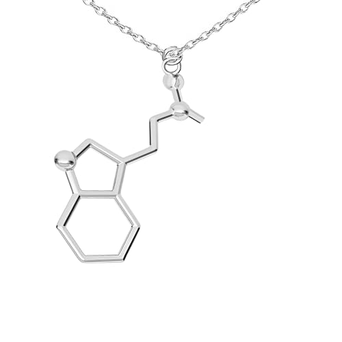 Collier molécule sérotonine argent 925 cadeau idéal passionné de biologie