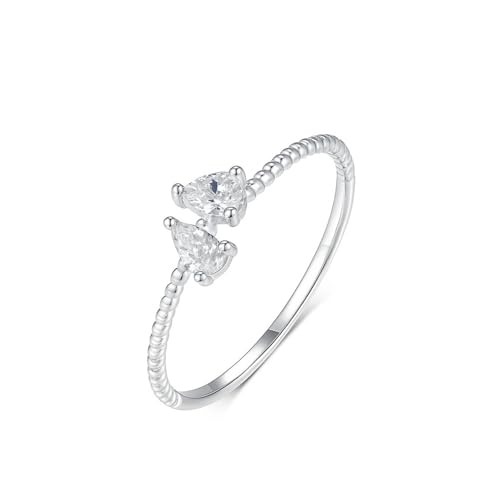 Bague or blanc femme 18 carats torsadée avec moissanite poire précieuse