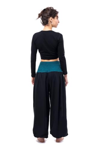 Pantalon Sarouel Bouffant Mixte Havathar Noir Ample - Vêtement Bohème Unisexe