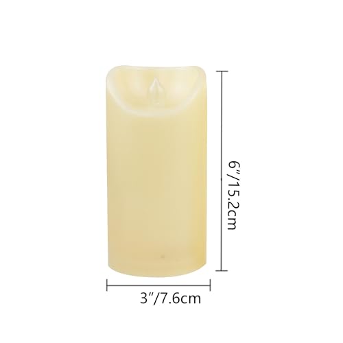 Image of CANDLE CHOICE Outdoor Battery Operated Flameless Candles with Remote Timer Waterproof Flickering Plastic Electric LED Pillar Lights for Lantern Patio Garden Wedding Party Decorations 3x6 Inches 2 Pack