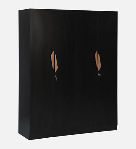 Image of Mintwud Pepperfry Engineered Wood Wardrobe with 4 Doors Storage and 2 Hanging Rod | Wooden Almirah Cupboard for Clothes Storage Organizer for Bedroom Living Room Home Furniture (Wenge Finish)