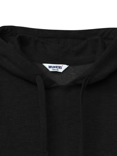 Pull à capuche unisexe enfant noir coton doux taille 146