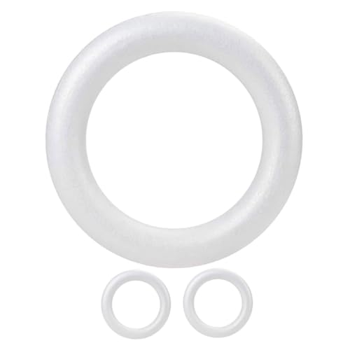 STOBOK 3Pcs Round Foam Wreath Circles for DIY Crafts Lightweight Polystyrene Foam Rings for Wedding and Floral Arrangements White Crafting Circles for Festive Decorations 22cm