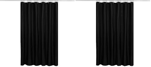 Image of N&Y HOME Fabric Shower Curtain or Liner with Weighted Magnets - Hotel Quality Opaque Black Shower Curtain for Bathroom, Machine Washable, Water Repellent - Black, 72x72 (Pack of 2)