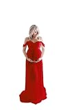 RLYCJD Damen Umstandskleid Chiffon Schulterfrei Fotografie Langes Kleid Schwangere Frauen Fotografie Kleidung. Umstandskleid für die Schwangerschaft, Kleid für geteiltes Frontalfoto-Shooting