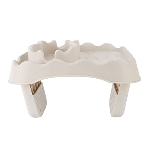 Asixxsix Hot Tub Table Tray, Adjustable Hot Tub Side Table with Nonslip Drink Cup Holder, Drain Holes Clamps to Side of Aboveground Bathtub Spa, Swimming Pool, Hot Tub Accessories (Beige Color) by Asixxsix - Used condition - Image 5