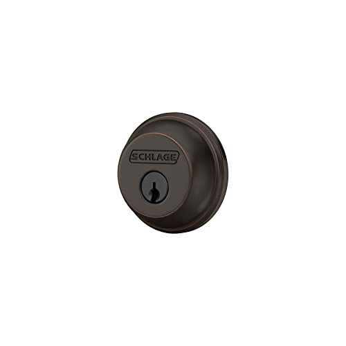 Image of Schlage Single Cylinder Front Door Deadbolt, Aged Bronze