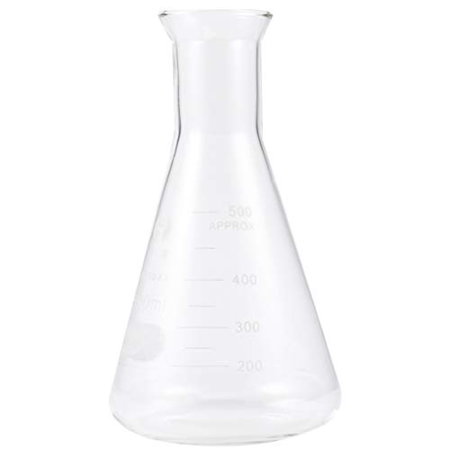 POPETPOP Laboratory Glass Erlenmeyer Flask Conical Flask Cork for Chemistry Science Experiments Wide Neck Lab Glassware