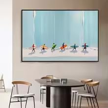 Art texturé surfeur peinture minimaliste toile salon 60x80cm