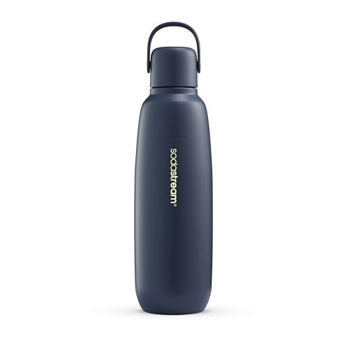 sodastream - Fizz & Go Cool Bottle | Stainless Steel Carbonating Water Bottle | Keeps Drinks Cold 12 Hrs | Cupholder Friendly | Compatible with Pink CO2 cylinder machines | Storm color | 30.4 oz
