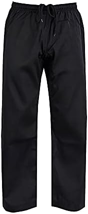 ChoCho Track Adult Karate Trousers Martial Arts Student Karate Suit GI Aikido Pant Kung Fu (Black, 0/130cm)