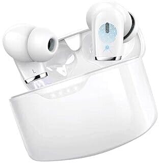 Tecnologia Bluetooth 5.3: Cuffie bluetooth in ear dotato dell'ultima versione del chip bluetooth 5.3, utilizzo l'ultimo chip BT8926B2 e la tecnologia. Cuffie true wireless Riceve corrente di picco 8,6 mA Consumo energetico dell'MCU 