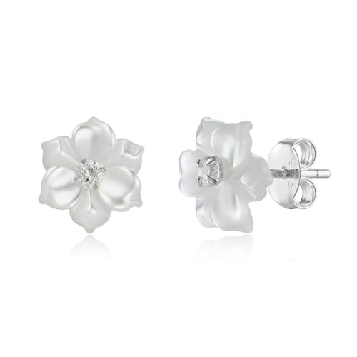 Schöner-SD Boucles d'oreilles fleur nacre argent 925, 9 mm, Nacre