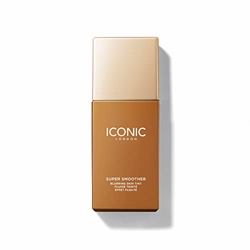 ICONIC London Super Smoother Blurring Skin Tint | Light to Medium Coverage Matte Makeup Foundation| Enriched with Vegan Collagen and Peach Flower Extract - Golden Deep