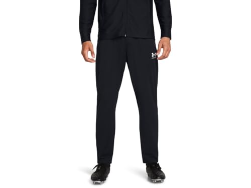 Under Armour UA Challenger Pique Track Pantalones de deporte para hombre, pantalones de chándal transpirables y de secado rápido, color negro/blanco