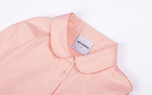 Image of Mud Kingdom Girls Dress Shirts School Uniform with Peter Pan Collar Poplin Long Sleeve