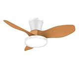 ocioc Quiet Ceiling Fan with LED Light DC motor 32 inch Large Air Volume Remote Control Oak for Kitchen Bedroom Dining room Patio