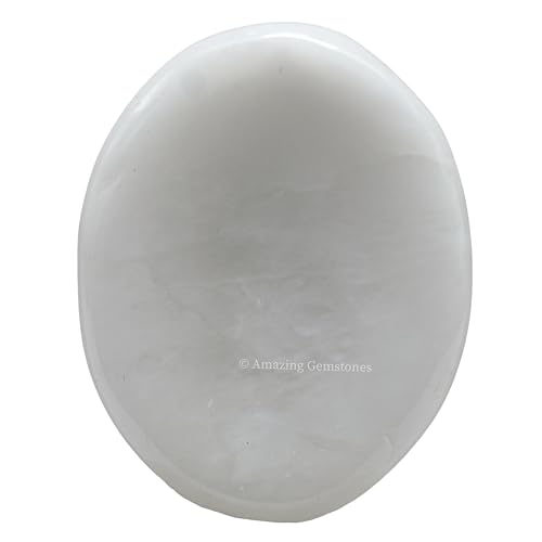 Image of Amazing Gemstone Snow Quartz Worry Stone Crystals and Healing Stones - Worry Stones for Stress Relief Gifts - Piedra Crystal Fidget for Meditation - Unique Stocking Stuffers and Birthday Gifts