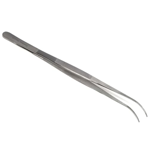 Stainless Steel Extra-Long Tweezers Slender Lab Forceps with Strong Pointed Serrations for Science Classrooms, Laboratory Dissecting, Electrical Mechanic Work (12