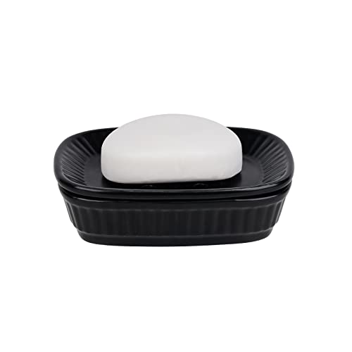 ANTIS'S HOME Ceramic Soap Dish, Self-draining Soap Holder, Double Layer Bar Soap Holder, White Draining Soap Dishes for Bathroom Shower Kitchen, Minimalist Vintage Style, Keep Soap Dry 01 Ce